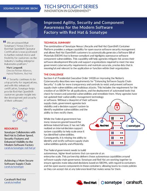 Tech Spotlight - Red Hat & Sonatype: Improved Agility, Security and Component Awareness for the Modern Software Factory