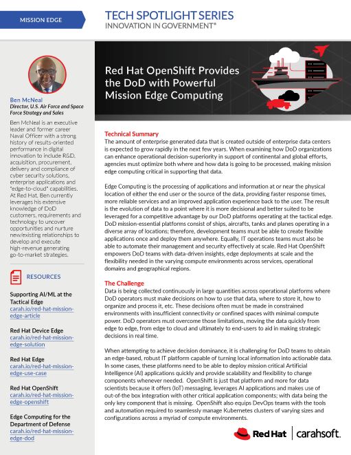 Tech Spotlight: OpenShift Provides the DoD with Powerful Mission Edge Computing