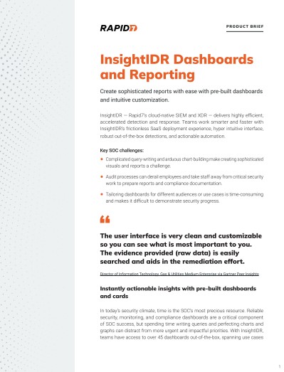 InsightIDR Dashboards and Reporting