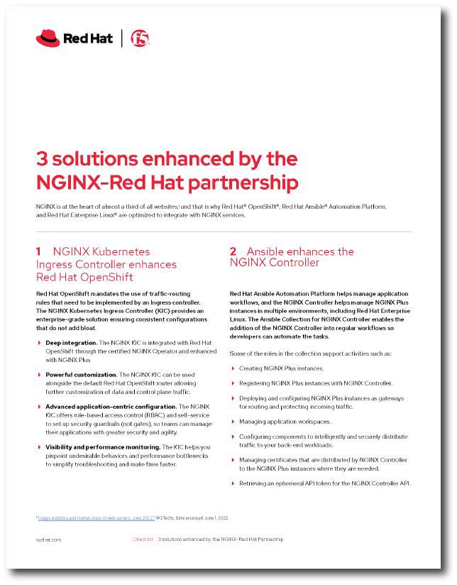 3 solutions enhanced by the NGINX-Red Hat partnership