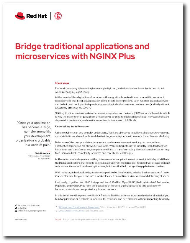Bridge traditional applications and microservices with NGINX Plus