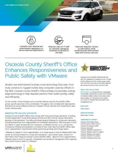 Osceola County Sheriff’s Office Enhances Responsiveness and Public Safety with VMware