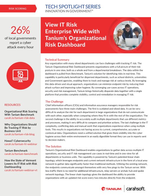 View IT Risk Enterprise Wide with Tanium’s Organizational Risk Dashboard