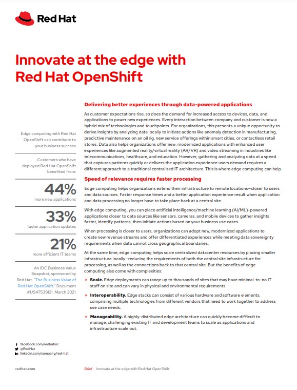 Innovate at the Edge with Red Hat OpenShift