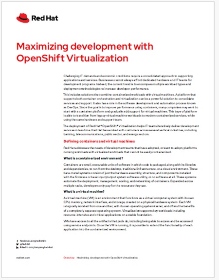 Maximizing development with OpenShift Virtualization