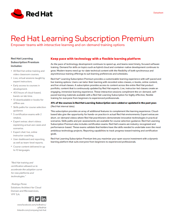 Red Hat Learning Subscription Premium