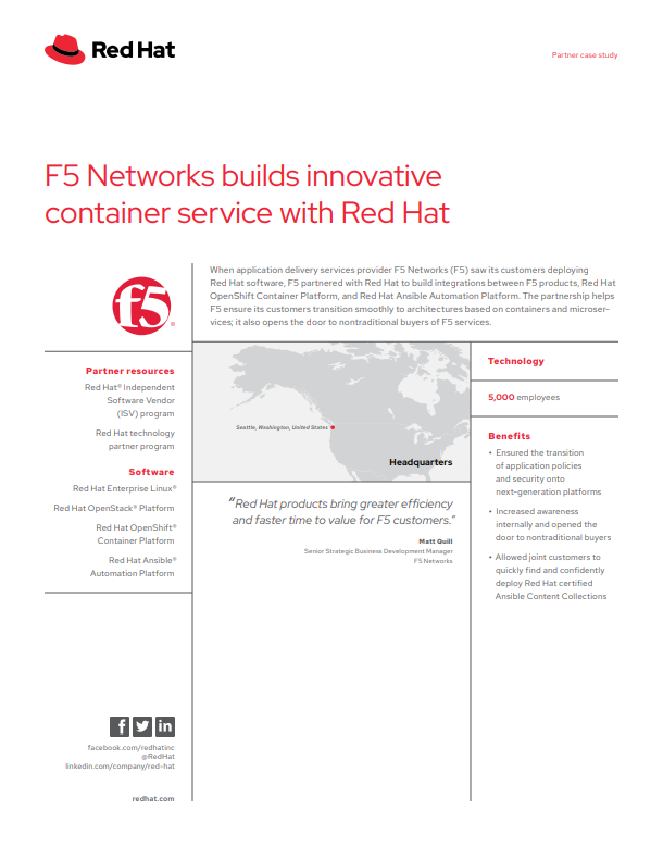F5 Networks Builds Innovative Container Service with Red Hat